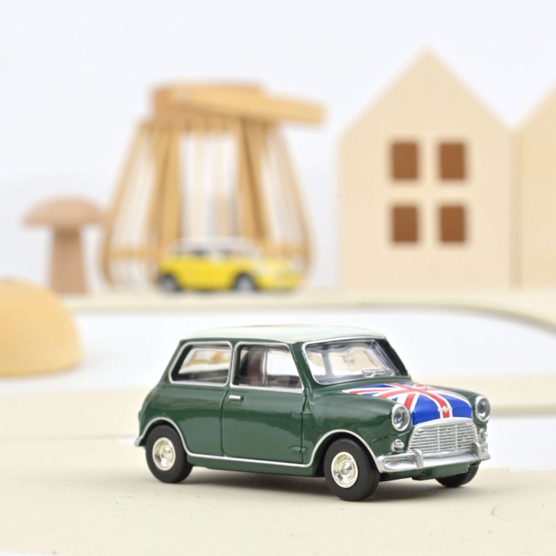 Mini Cooper S 1964 Almond Green and Flag on Bonnet-Auto model shop ...